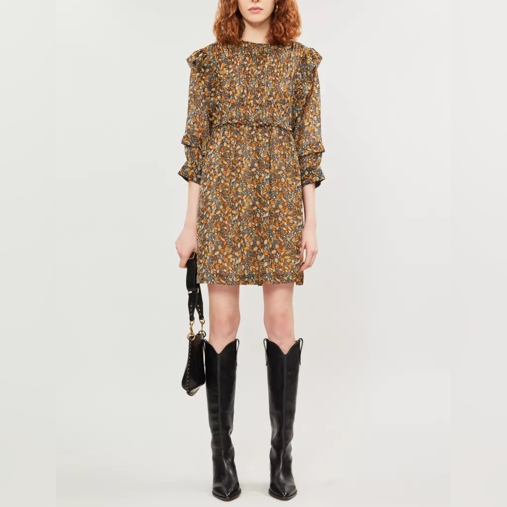 Ba&sh Sandra leaf-print chiffon mini dress - Size 2 (Medium)